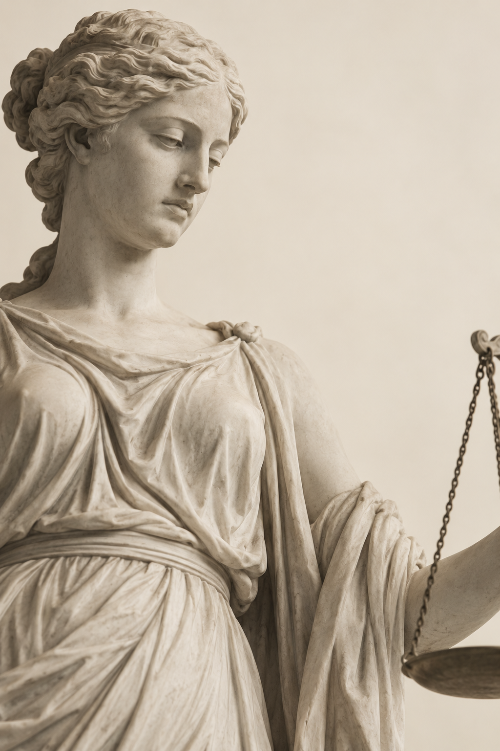 Estudio escultórico de Themis, representación clásica de la justicia